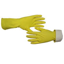 En388 2121X China Manufacturer Yellow Household Latex Working Gloves with Flock Lining
